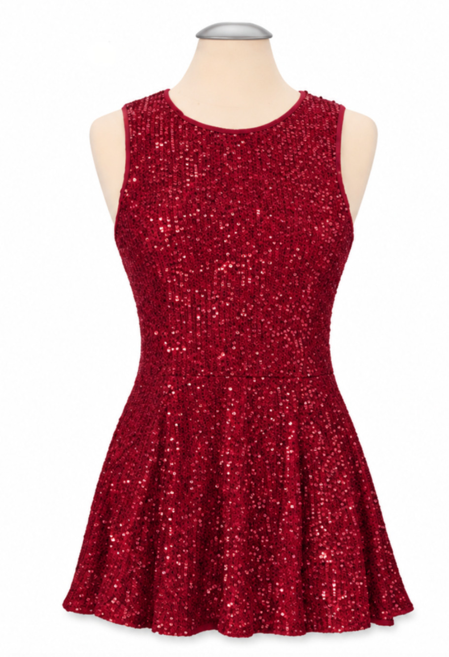 The Pyramid Collection Red Shine On Sequin Peplum Top Party Holiday NWOT Size XS